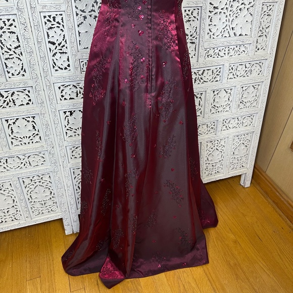 Vtg Red Burgundy Sequin Beaded Whimsygoth Fairy Grunge Long Formal Prom Gown - Picture 7 of 11